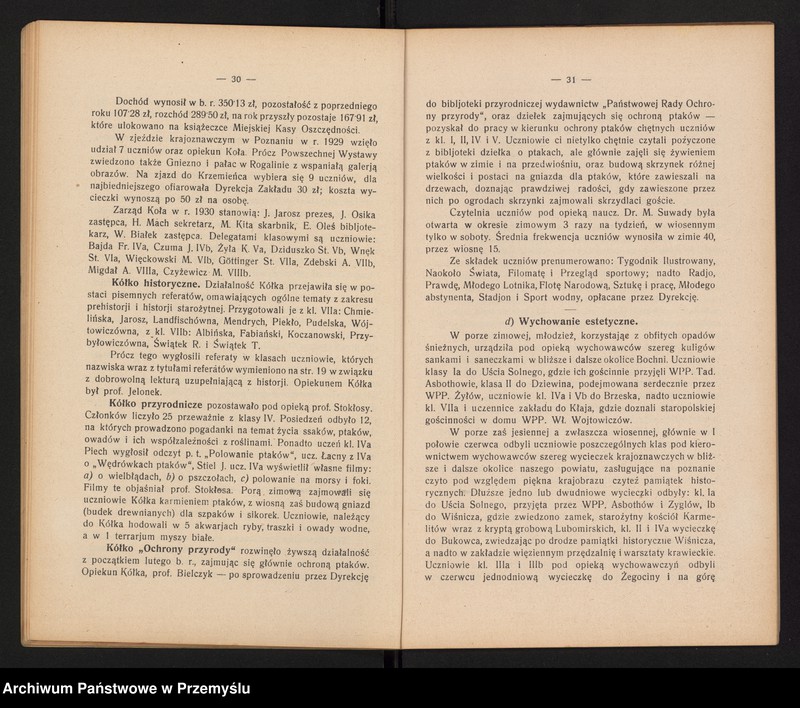 image.from.unit.number "Sprawozdanie Dyrekcji Państw[owego] Gimnazjum im. króla Kazimierza Wielkiego w Bochni za rok szkolny 1929/30"