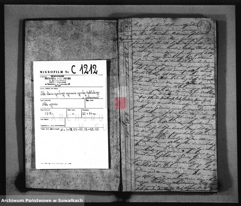 image.from.unit.number "Akta Urzędnika Stanu Cywilnego Gminy Jeleniewskiey Umarłych Od Dnia 1-go Stycznia 1818 R-u do ostatniego Grudnia tegoż roku."