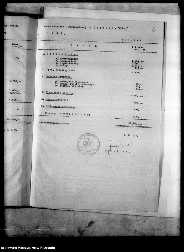 Obraz 10 z jednostki "Miejska Szkoła Rzemieślniczo-Przemysłowa- Ostrów [budżet na rok 1932]"