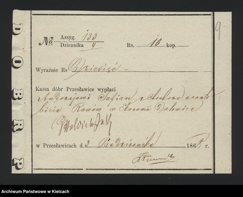 image.from.unit.number "Dowody rozchodu kasy dóbr Przęsławice od dnia 1 października"
