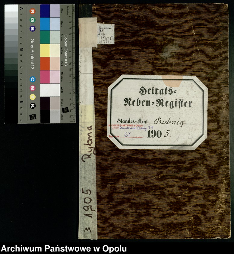 Obraz 3 z jednostki "Heiraths-Neben-Register Standes-Amt Riebnig 1905"