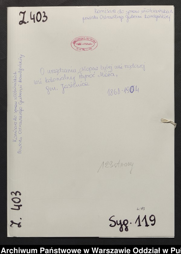 image.from.unit.number "O urządzaniu chłopów byłej rządowej wsi kolonialnej Paproć Mała, gm.Jasienica"