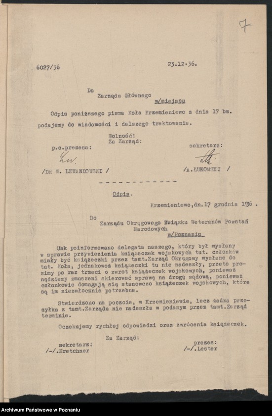 Obraz 10 z jednostki "Krzemieniewo, powiat Leszno - akta koła."