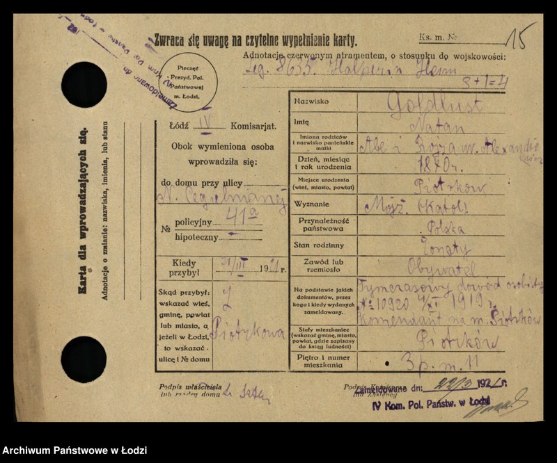 Obraz 17 z jednostki "[Spis ludności Łodzi] Goldlewicz - Goldring"