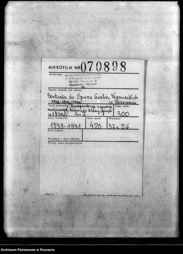 Obraz 2 z jednostki "Korespondencja w sprawie miejscowych Niemców, którzy zginęli w 1939 roku S - Z"