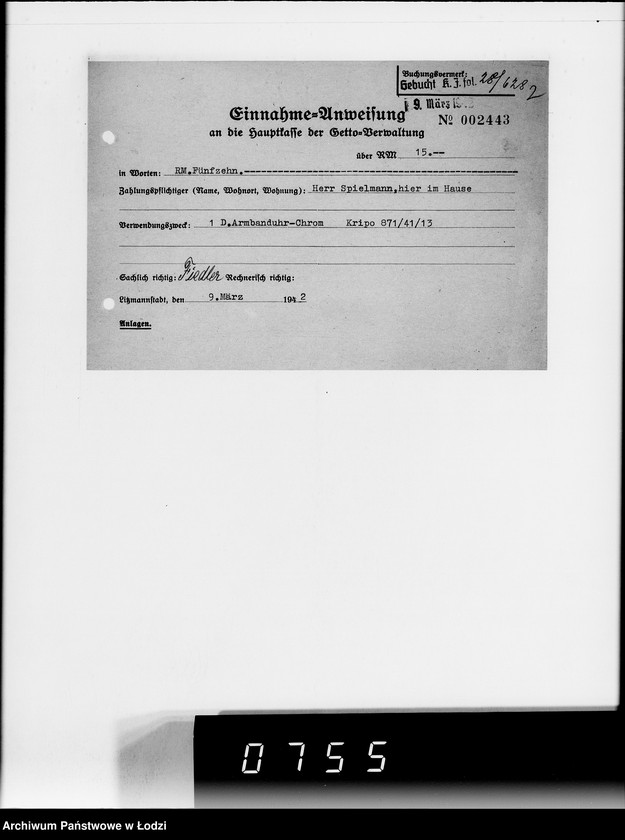 Obraz 6 z jednostki "4. Kassenbelege von nr 627- 846"