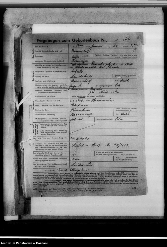 Obraz 5 z jednostki "Sammelakten zum Geburtenbuch [zgłoszenia urządzeń]"