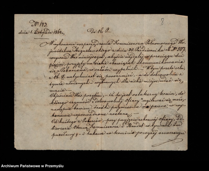 Obraz 7 z kolekcji "O powstaniu styczniowym w wybranych aktach z zasobu Archiwum Państwowego w Przemyślu111"