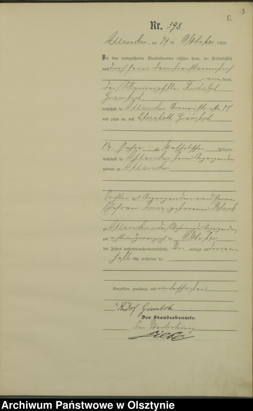 image.from.unit.number "Sterbe-Haupt-Register Tom II, Nr 398-510"