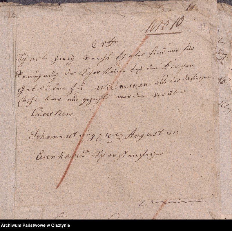 image.from.unit.number "Beläge zur 1812/1813 Jahres Kirchen Rechnung von Widminnen"