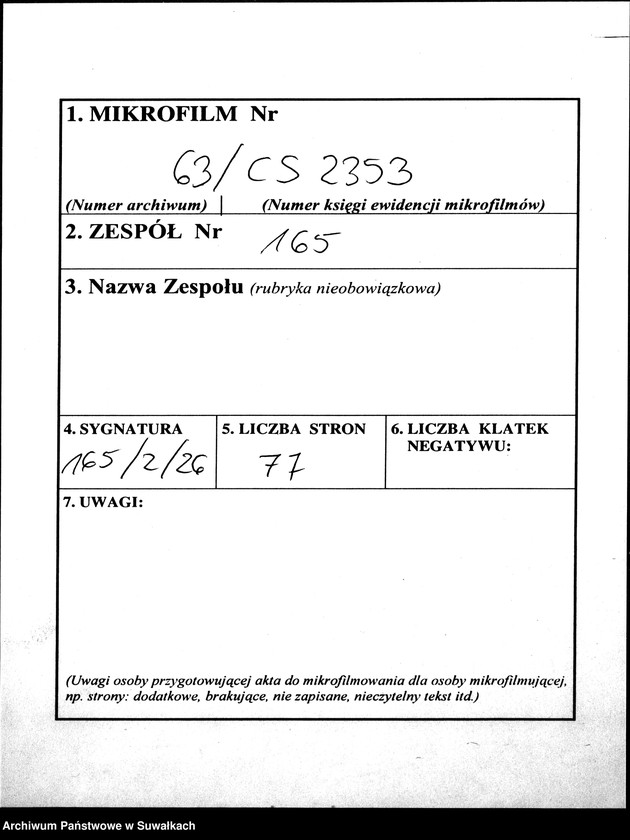 image.from.unit.number "Dowody do Akt Ślubnych z Parafii Suwalskiej 1856 r."