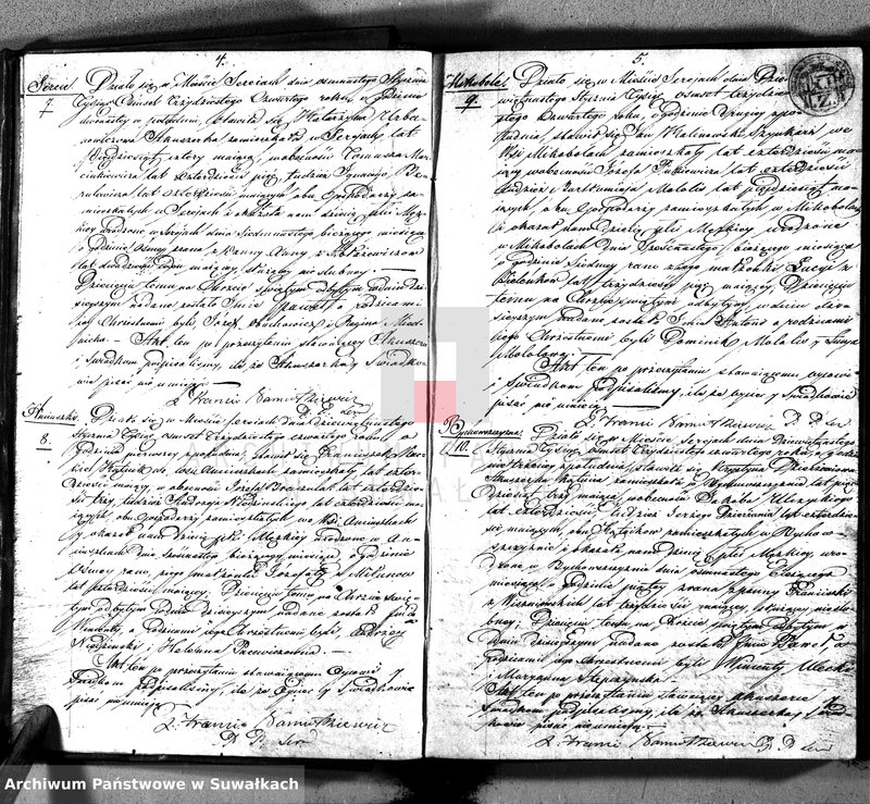 image.from.unit.number "Duplikat aktów urodzonych, zaślubionych i zmarłych w parafii sereyskiey w dekanacie łoździejskim z roku 1834"