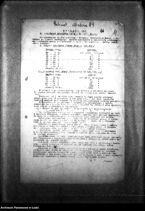 Obraz 17 z jednostki "[Okólniki przychodzące i wychodzące, listy wypłat pracowników Wydziału Statystycznego i Wydziałów Ewidencji]"