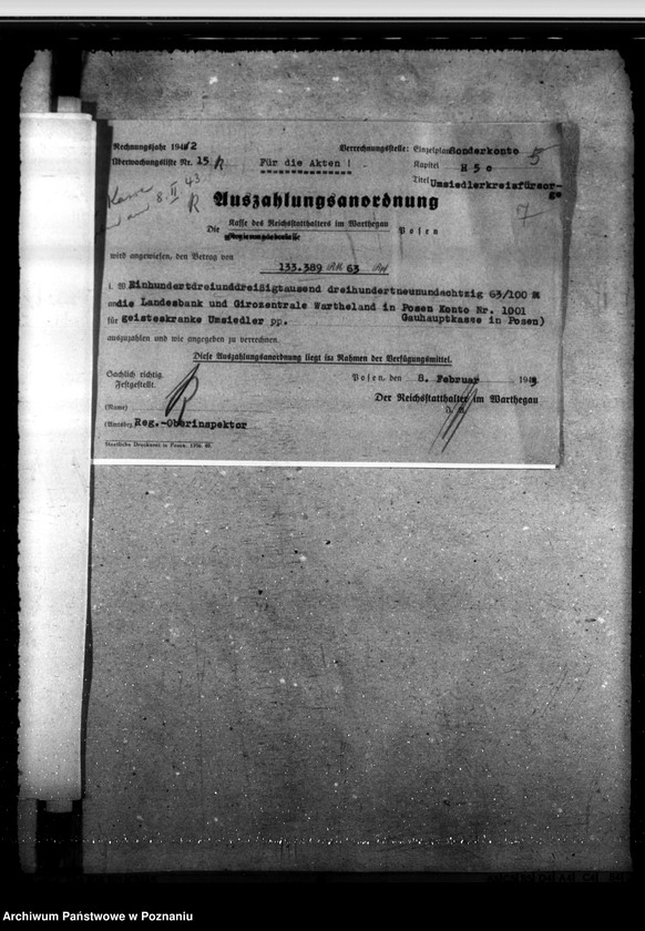 Obraz 11 z jednostki "Pflegekosten und Sonderleistungen für in den Gauheilanstalten untergebrachte Geisteskranke usw.aus der Umsiedlerkreisfürsorge"