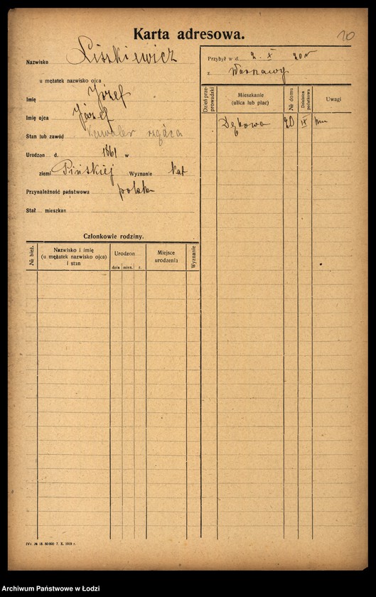 Obraz 12 z jednostki "[Spis ludności Łodzi] Liszkiewicz - Litke"