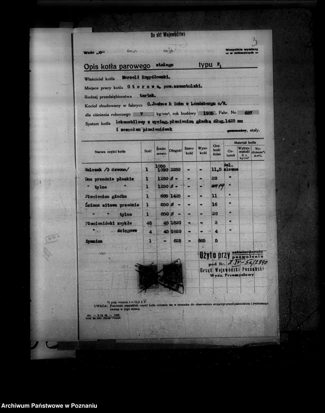 Obraz 8 z jednostki "Tartak w Otorowie powiat szamotulski M. Kopydłowskiego nr woj. kotła 2890"