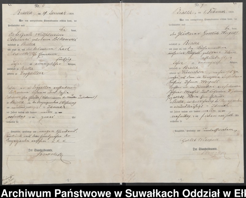 image.from.unit.number "Sterbe-Haupt-Register des Königlichen Preussischen Standes-Amtes Bialla Kreis Johannisburg"