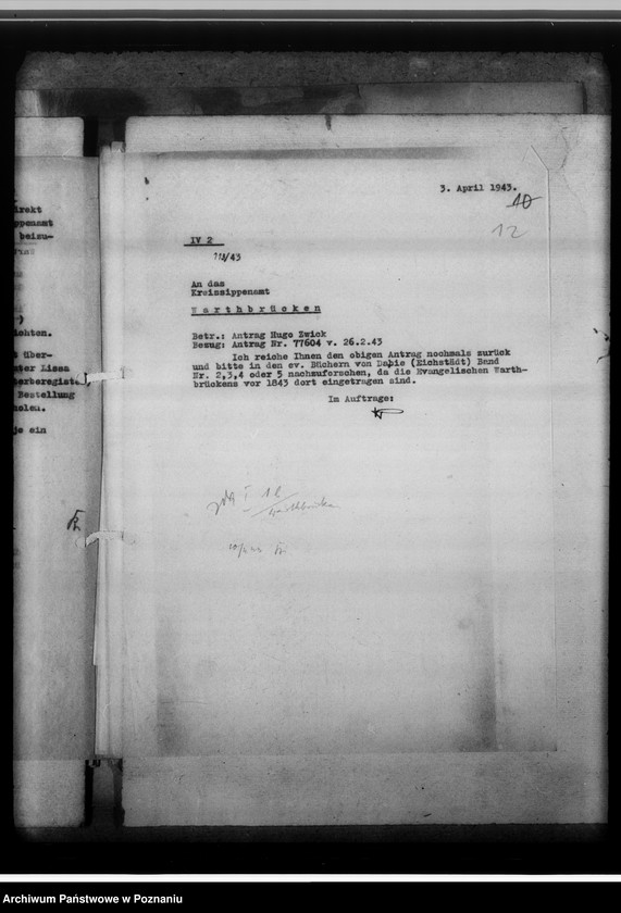 Obraz 16 z jednostki "[Korespondencja w sprawach organizacyjnych, sprawozdanie z działalności], Kreissippenamt Warthbrücken [Koło]"