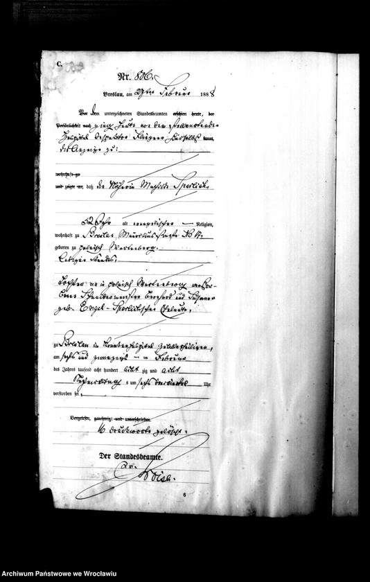 image.from.unit.number "Sterbe-Haupt-Register Breslau I 1888 Band 3"