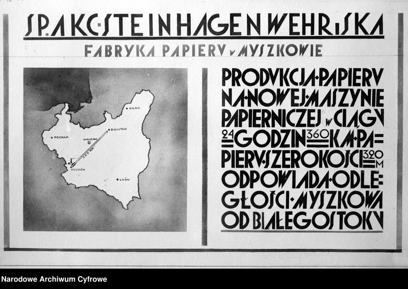image.from.unit.number "Reklama Fabryki Papieru S.A. Steinhagen, Wehr i Spółka w Myszkowie"