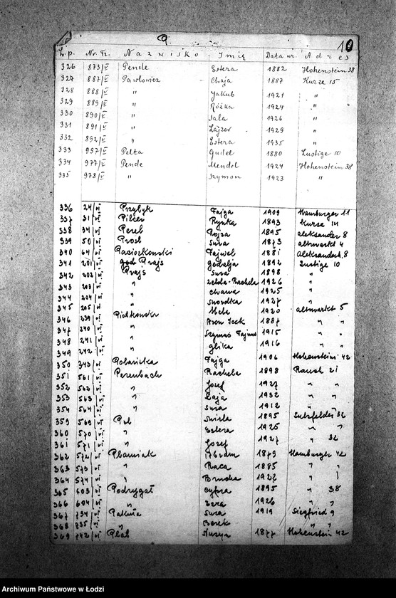 Obraz 12 z jednostki "[Wykazy imienne Żydów wysiedlonych z getta łódzkiego]"
