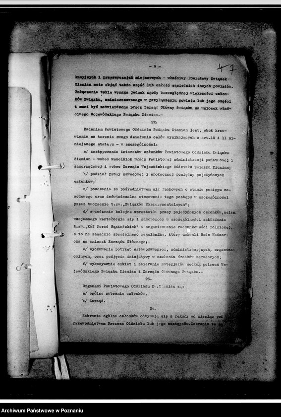 Obraz 11 z jednostki "Projekt statutu. Biuletyn Wielkopolskiego Związku Ziemian nr 5. Spisy członków Wielkopolskiego Związku Ziemian z dołączeniem podziału na koła, składu Zarządu i Statutu Związku z 1933 i 1938 roku"