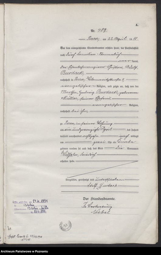 Obraz 17 z jednostki "Księga miejscowa urodzeń tom II [Rejestr główny urodzeń]"