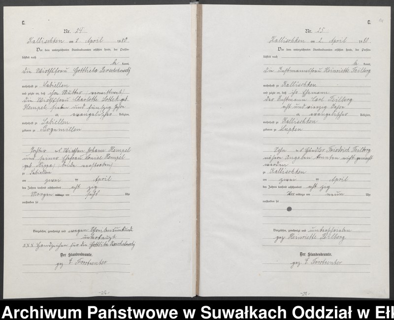 image.from.unit.number "[Sterbe-Neben-Register des Königlich Preussischen Standes-Amtes Kallischken Kreis Johannisburg]"