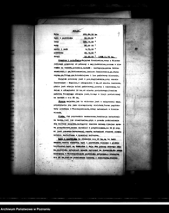 Obraz 9 z jednostki "Majątek Broniewice-Wierzejewice powiatu mogileńskiego wyłączenie z art. 4 i 5 ustawy o wykonaniu reformy rolnej"