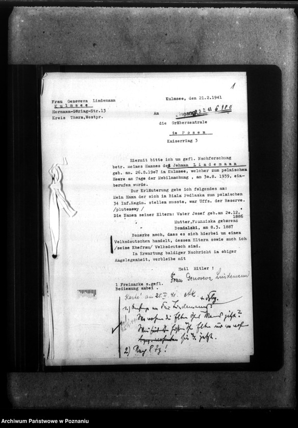 Obraz 5 z jednostki "Johann Lindemann aus Kulmsee/ Westpreussen (powiat Toruń)"