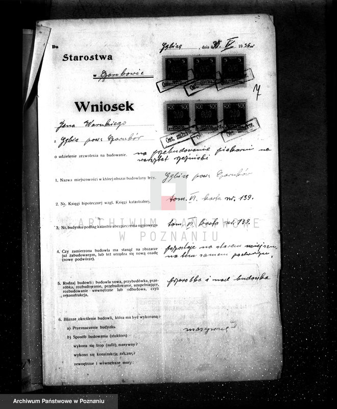 Obraz 11 z jednostki "Zatwierdzenie zakładu przemysłowego /rzeźnia i warsztat/ Jan Warnke, Gębice pow. czarnkowski"