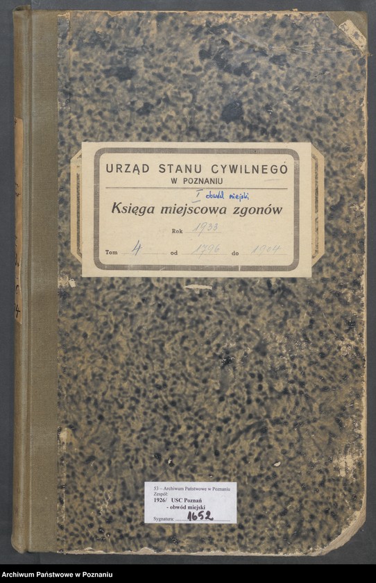 Obraz 2 z jednostki "Księga miejscowa zgonów tom IV [Rejestr główny zgonów]"