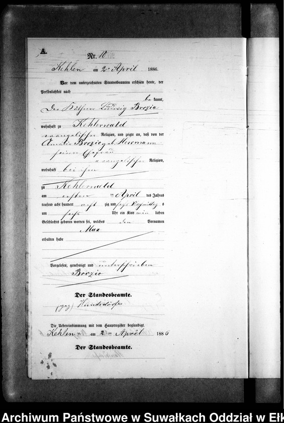 image.from.unit.number "Geburts-Neben-Register des Preussischen Standes-Amtes Kehlen Kreis Angerburg"