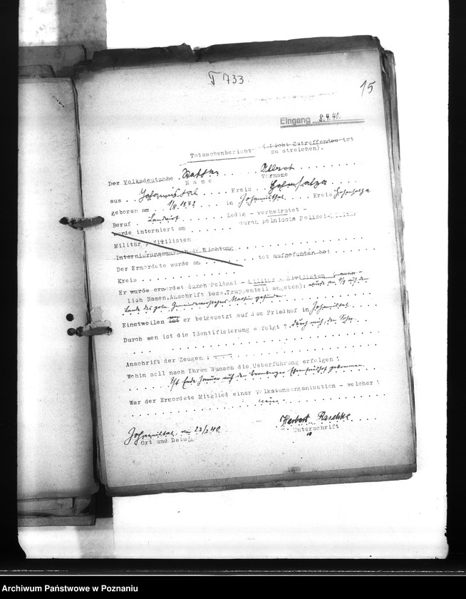 Obraz 19 z jednostki "Wykazy miejscowych Niemców, którzy zginęli w 1939 roku Q - R"