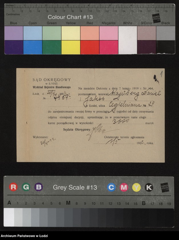 Obraz 3 z jednostki "Dawid Wajnberg i Jakób Wajnberg- handel manufakturą"