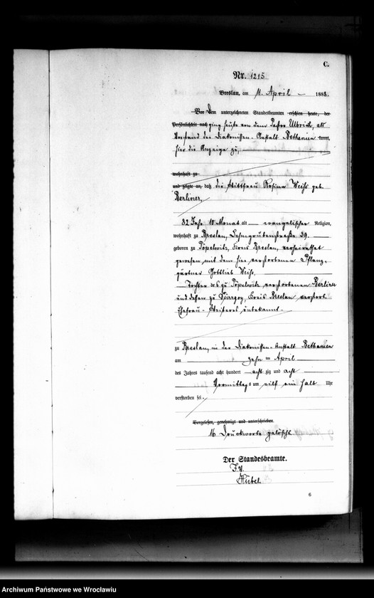 image.from.unit.number "Sterbe-Haupt-Register Breslau II 1888 Band 4"