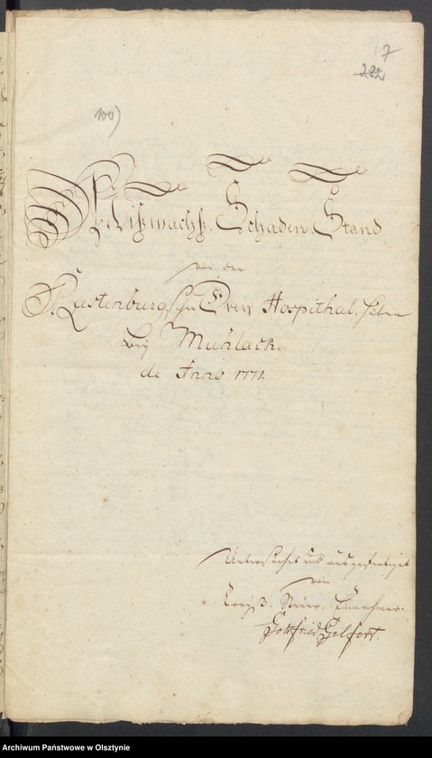 image.from.unit.number "In S. [Sachen] des Erbpächters der Rastenburgischen Hospital Huben zu Mulack [Muławki] Michael Lemcke wegen erlittenen Mißwachses und gebethener Zins=Erlaßung"