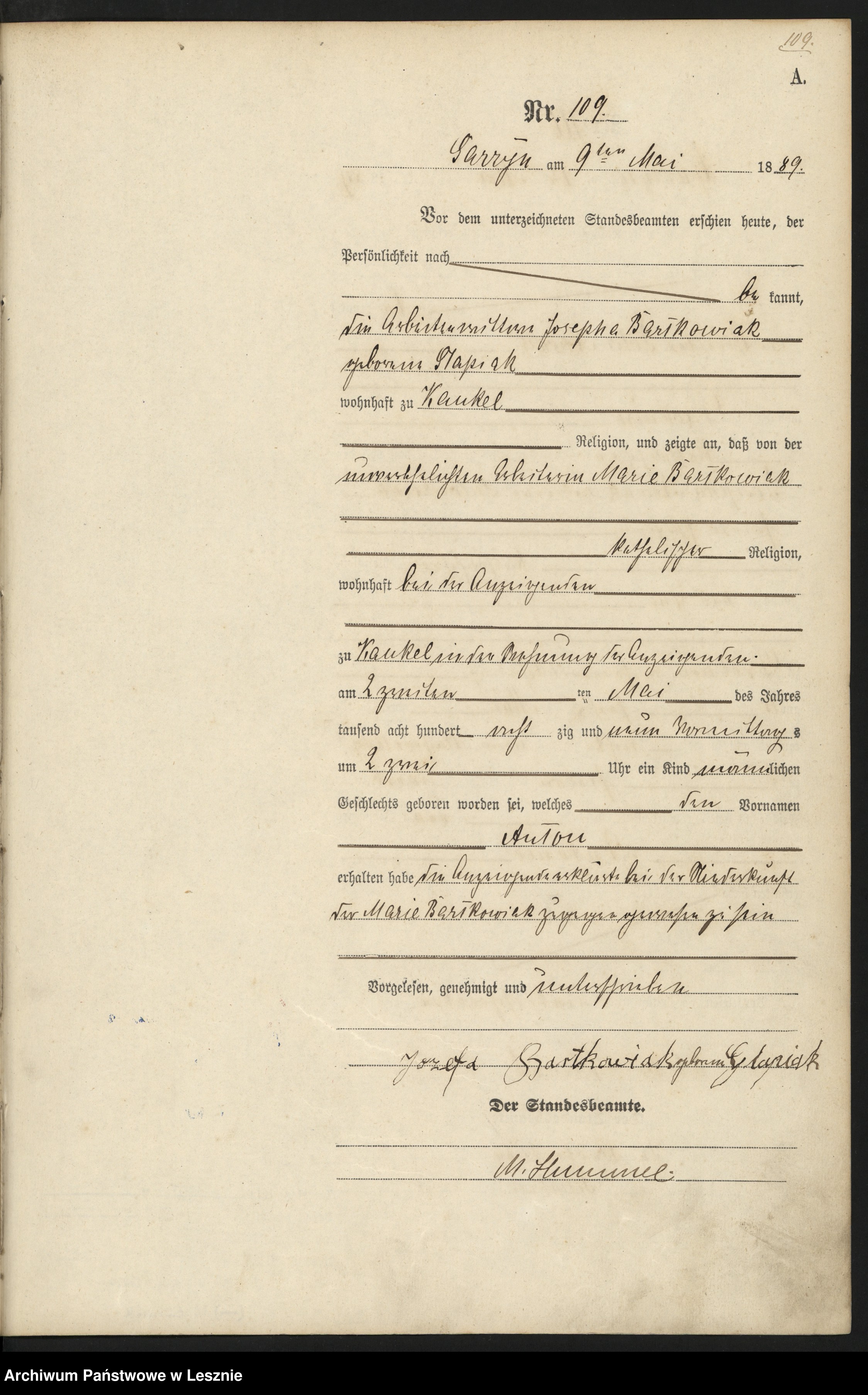 Skan z jednostki: [Księga urodzeń]