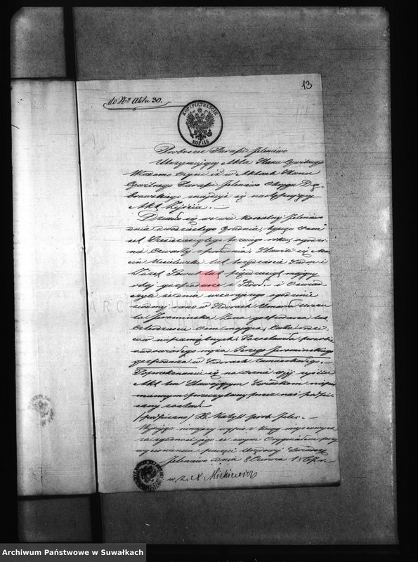 image.from.unit.number "Dowody do akt ślubnych Parafii Puńsk za r 1867"