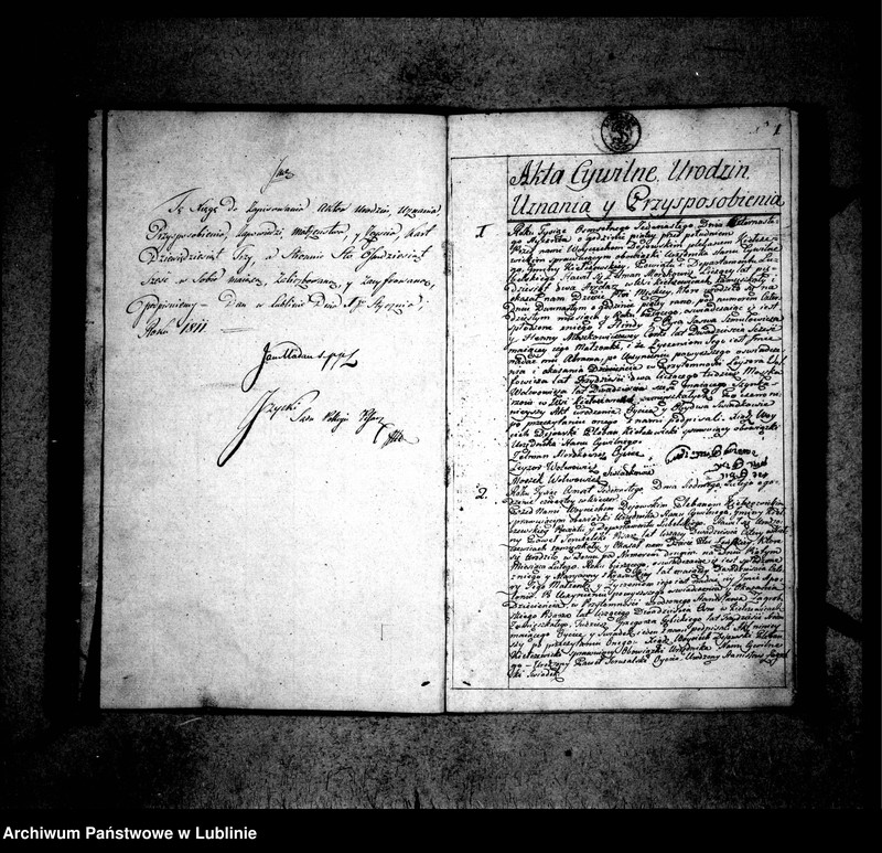 Obraz z jednostki "Księga urodzeń, zapowiedzi, małżeństw i zgonów"