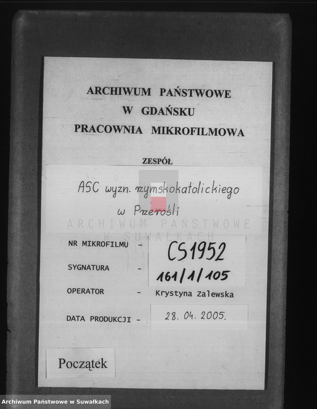 Obraz 1 z jednostki "Księga urodzeń, małżeństw, zejścia 1896 r. Przerośl"