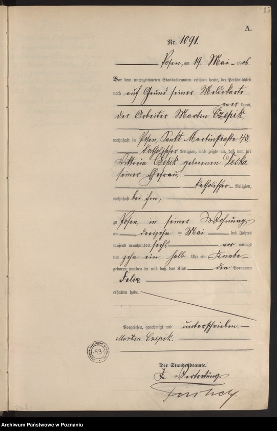 Obraz 17 z jednostki "Księga miejscowa urodzeń tom III"