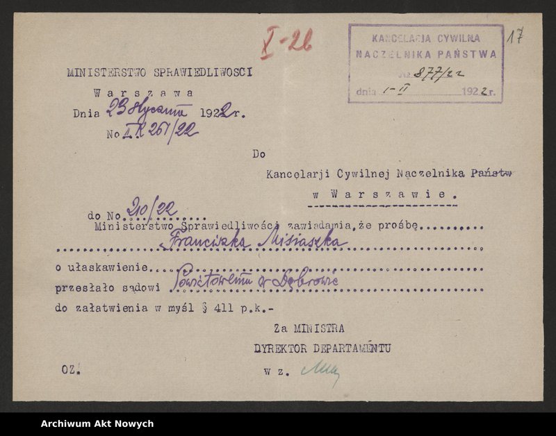 image.from.unit.number "Ułaskawienia z Małopolski - nieuwzględnione, dotyczące: zabójstw, kradzieży m. in w czasie inwazji rosyjskiej w 1914 r., dezercji, lichwy wojennej oraz handlu walutą, a także wykroczeń i rabunku na jesieni 1918 r. podczas rozruchów antyżydowskich (pow. Rzeszów)"