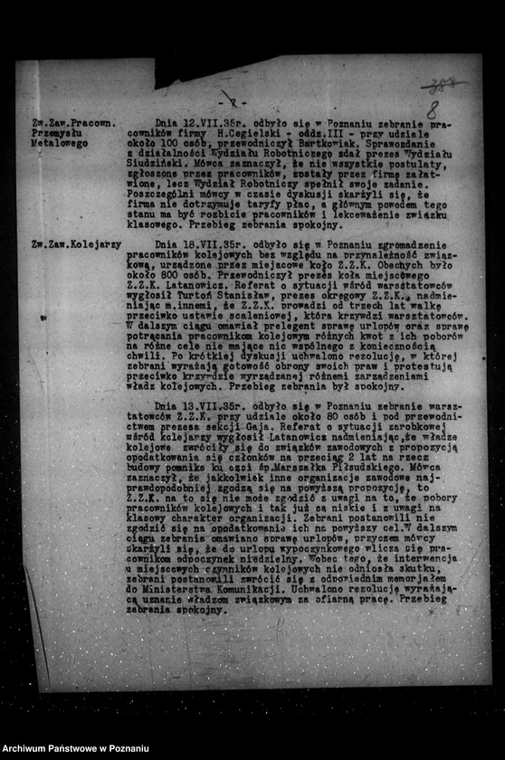 Obraz 12 z jednostki "Sprawozdania sytuacyjne okresowe ze stanu bezpieczeństwa /nr 7-12// za miesiące lipiec-grudzień 1935 r."