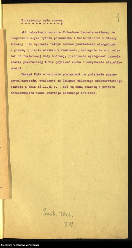Obraz 4 z jednostki "Koło Ostrów akta sądu honorowego sprawie Walenty Szczodrowski i Andrzej Kałużny."