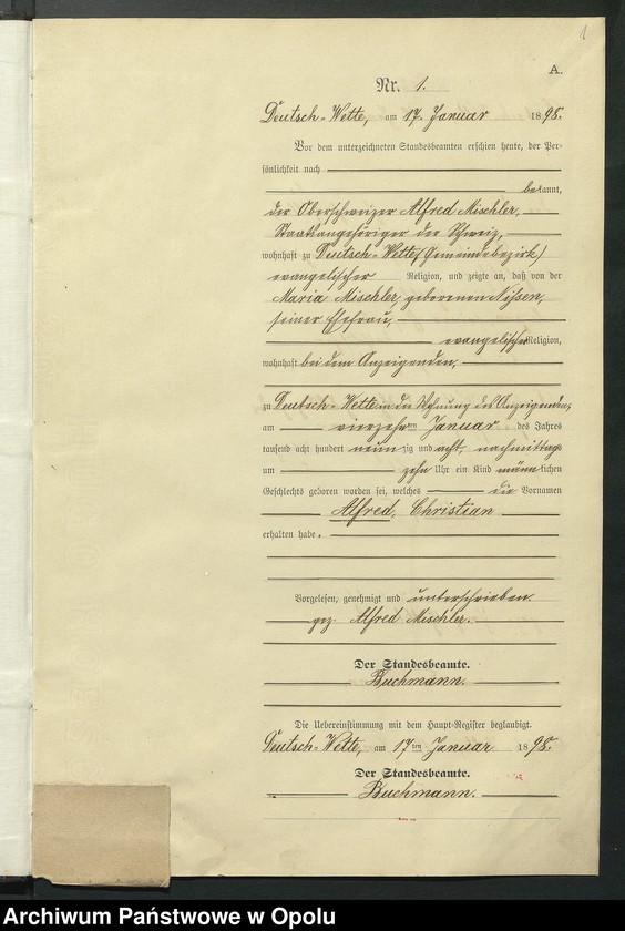 Obraz 5 z jednostki "Geburts-Neben-Register des Standesamts Deutsch Wette pro 1898"