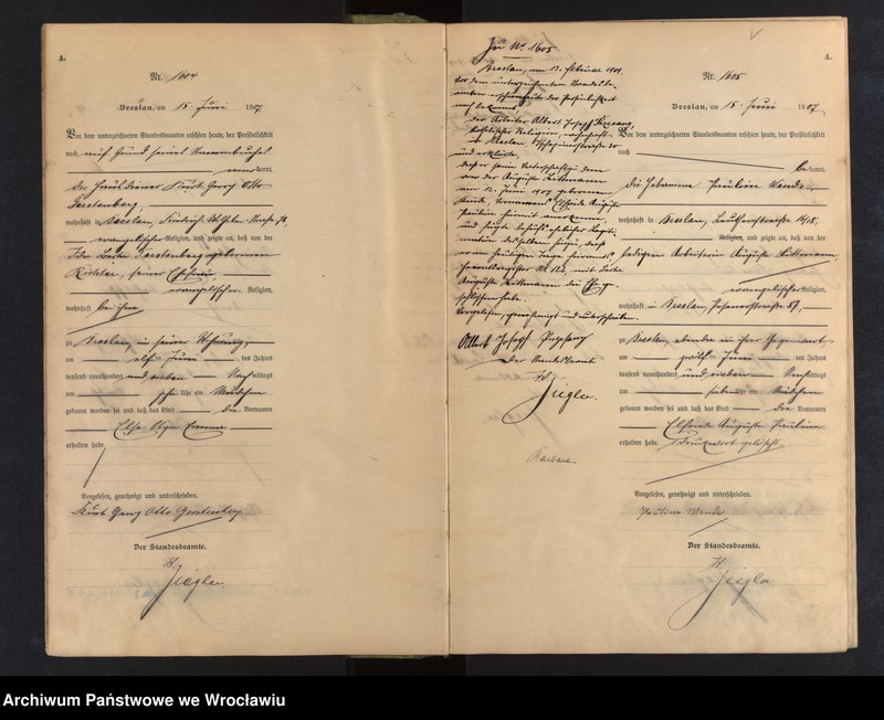 image.from.unit.number "Geburts-Haupt-Register Breslau I 1907 Band 5"