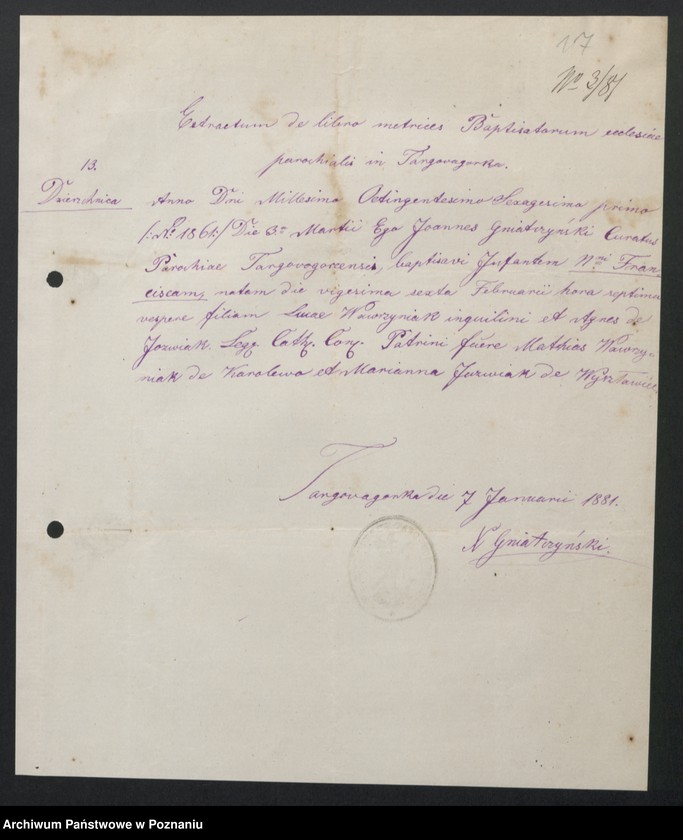 image.from.unit.number "Acta betreffend die Sammel Akten für die von den verlobten beizubringenden Urkunden und Konsenserklärungen, für die Aufgebotscheinigungen und Dispensation [...] von 1881 bis 1884"