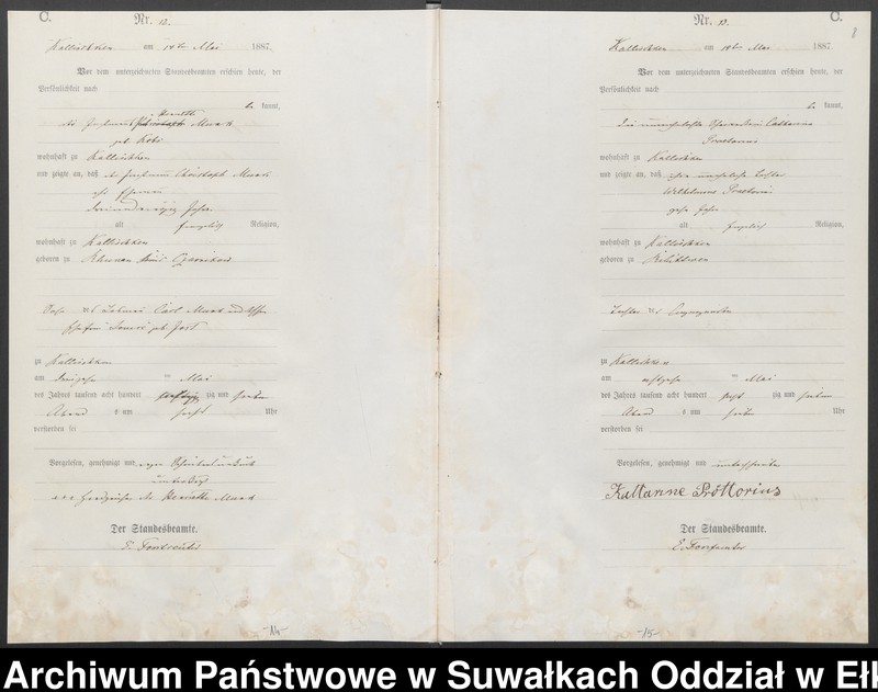 image.from.unit.number "Sterbe-Haupt-Register des Königlichen Preussischen Standes-Amtes Kallischken Kreis Johannisburg"