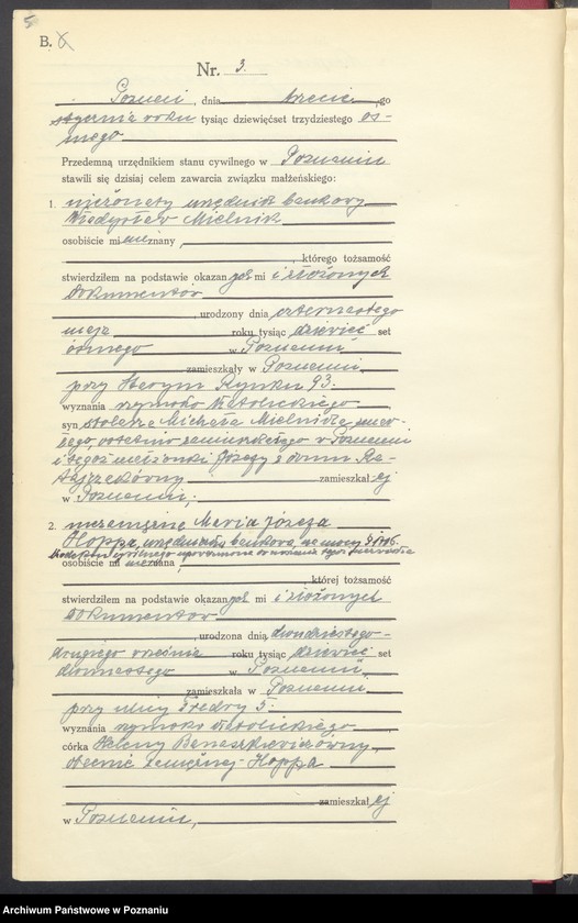 Obraz 7 z jednostki "Księga miejscowa małżeństw tom I [Rejestr główny małżeństw]"